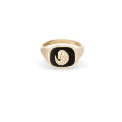 Zodiac Ceramic & Diamond Aries Signet Ring